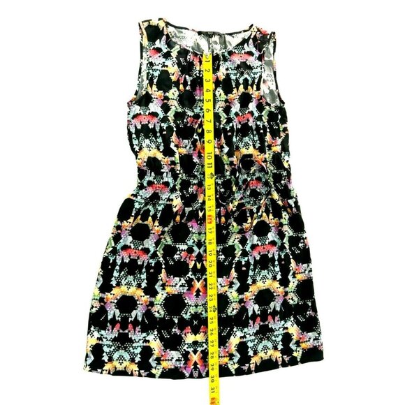 Tibi New York  Black Multi Color Geometric Print 100% Silk Dress Womens Size 2 - Picture 7 of 9